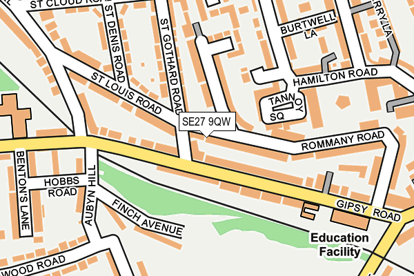 SE27 9QW map - OS OpenMap – Local (Ordnance Survey)