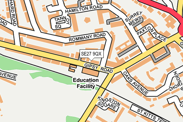SE27 9QX map - OS OpenMap – Local (Ordnance Survey)