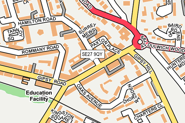 SE27 9QY map - OS OpenMap – Local (Ordnance Survey)