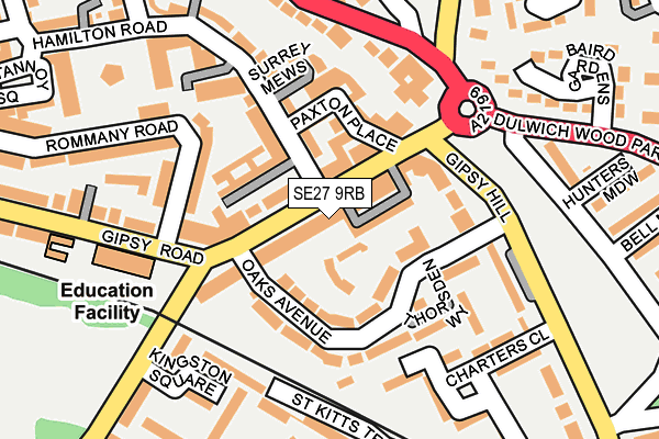 SE27 9RB map - OS OpenMap – Local (Ordnance Survey)