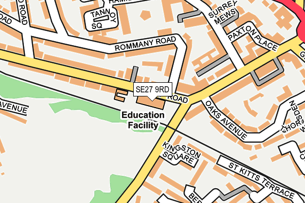 SE27 9RD map - OS OpenMap – Local (Ordnance Survey)
