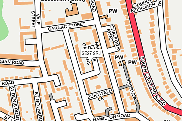 SE27 9RJ map - OS OpenMap – Local (Ordnance Survey)