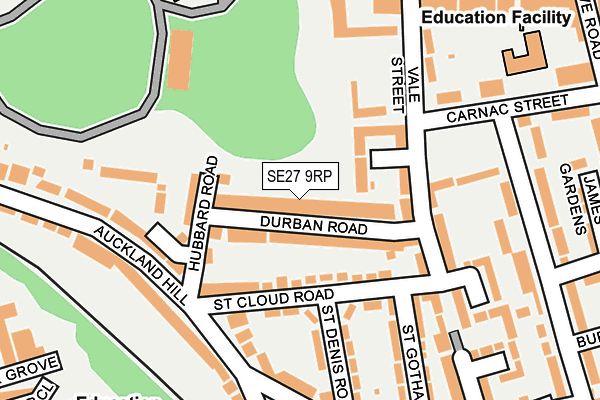 SE27 9RP map - OS OpenMap – Local (Ordnance Survey)