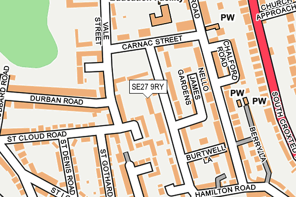 SE27 9RY map - OS OpenMap – Local (Ordnance Survey)