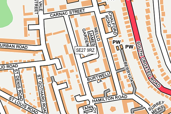 SE27 9RZ map - OS OpenMap – Local (Ordnance Survey)