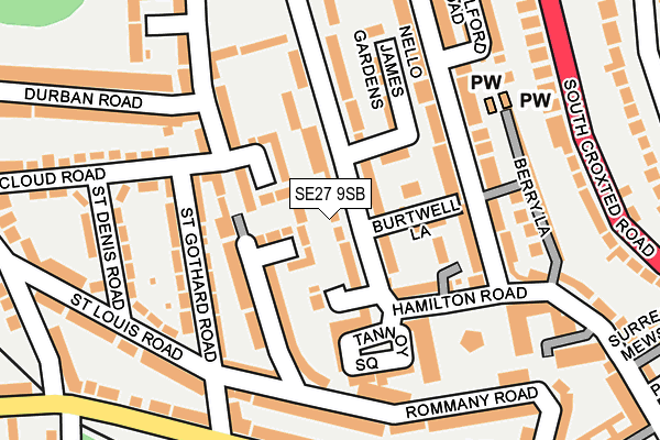 SE27 9SB map - OS OpenMap – Local (Ordnance Survey)