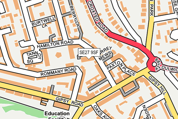 SE27 9SF map - OS OpenMap – Local (Ordnance Survey)