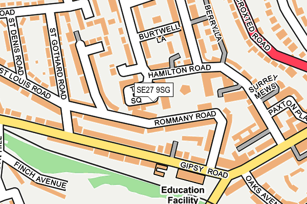 SE27 9SG map - OS OpenMap – Local (Ordnance Survey)