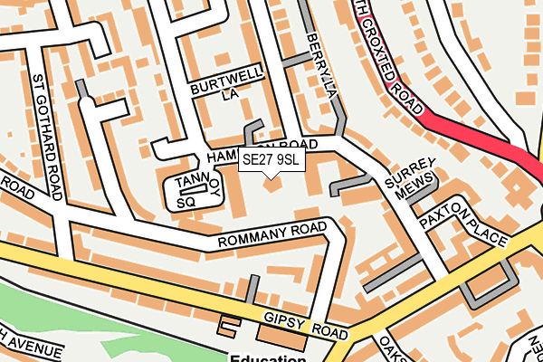 SE27 9SL map - OS OpenMap – Local (Ordnance Survey)