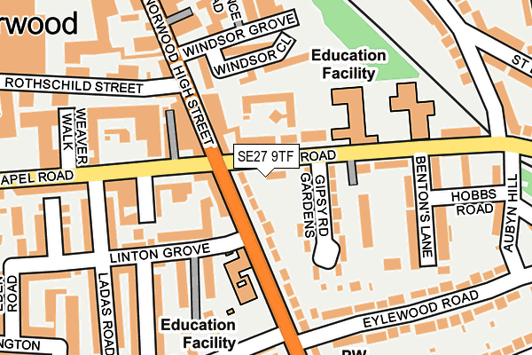 SE27 9TF map - OS OpenMap – Local (Ordnance Survey)