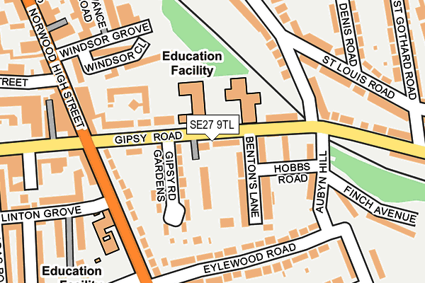 SE27 9TL map - OS OpenMap – Local (Ordnance Survey)