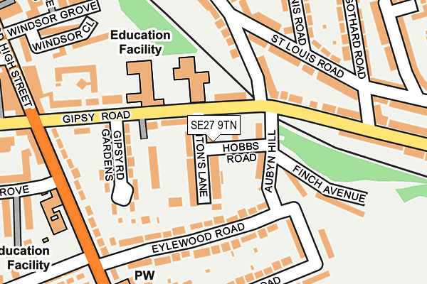 SE27 9TN map - OS OpenMap – Local (Ordnance Survey)