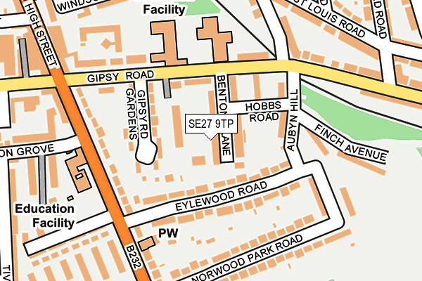 SE27 9TP map - OS OpenMap – Local (Ordnance Survey)