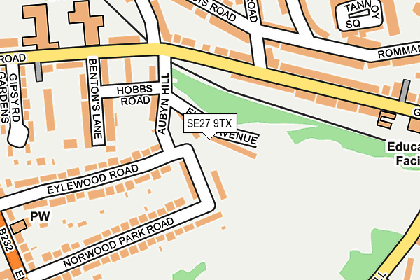 SE27 9TX map - OS OpenMap – Local (Ordnance Survey)