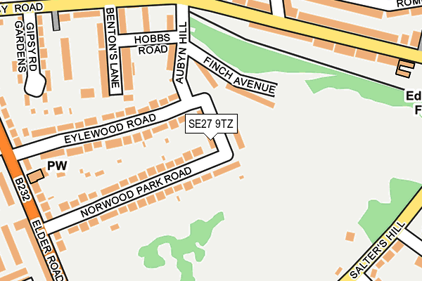 SE27 9TZ map - OS OpenMap – Local (Ordnance Survey)