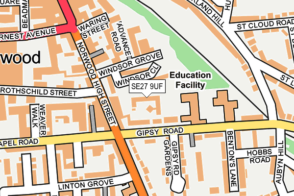 SE27 9UF map - OS OpenMap – Local (Ordnance Survey)