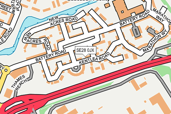 SE28 0JX map - OS OpenMap – Local (Ordnance Survey)
