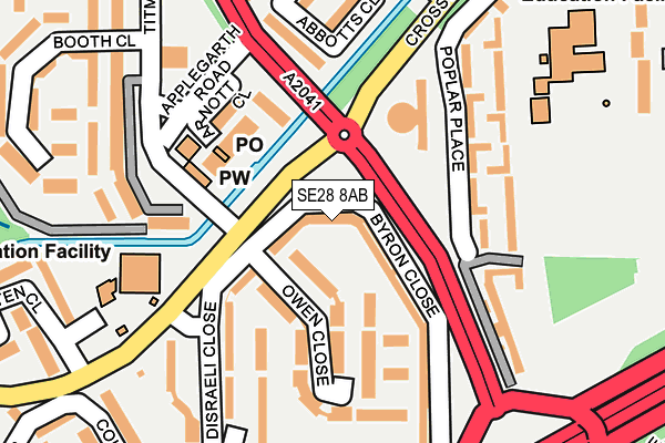 SE28 8AB map - OS OpenMap – Local (Ordnance Survey)