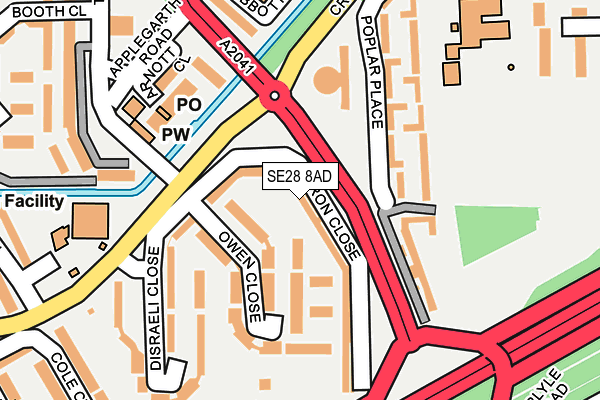 SE28 8AD map - OS OpenMap – Local (Ordnance Survey)