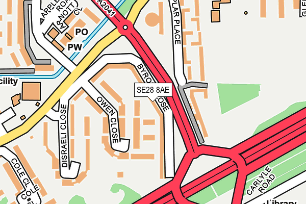 SE28 8AE map - OS OpenMap – Local (Ordnance Survey)