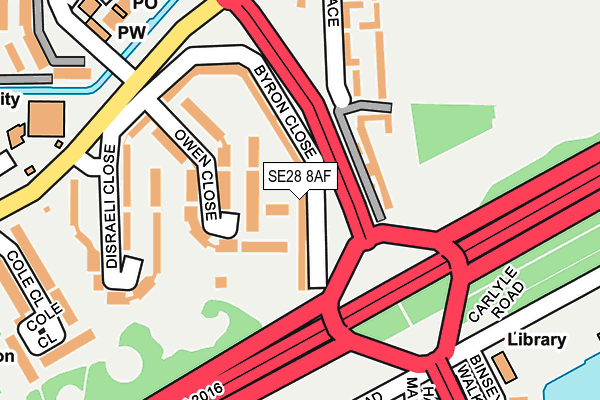 SE28 8AF map - OS OpenMap – Local (Ordnance Survey)