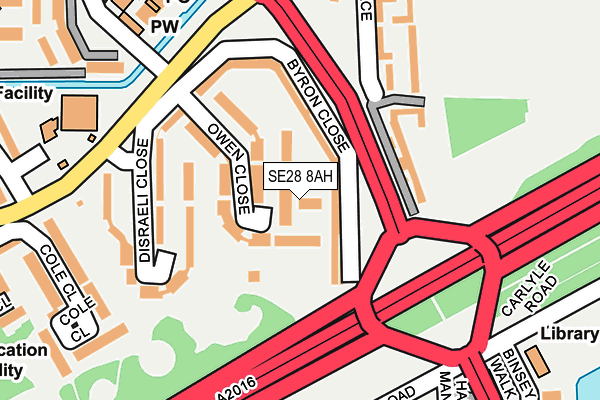 SE28 8AH map - OS OpenMap – Local (Ordnance Survey)