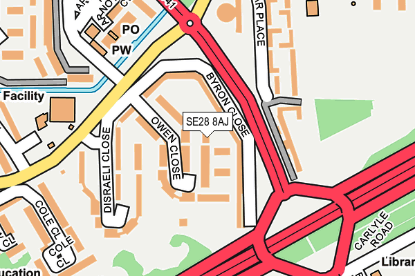 SE28 8AJ map - OS OpenMap – Local (Ordnance Survey)