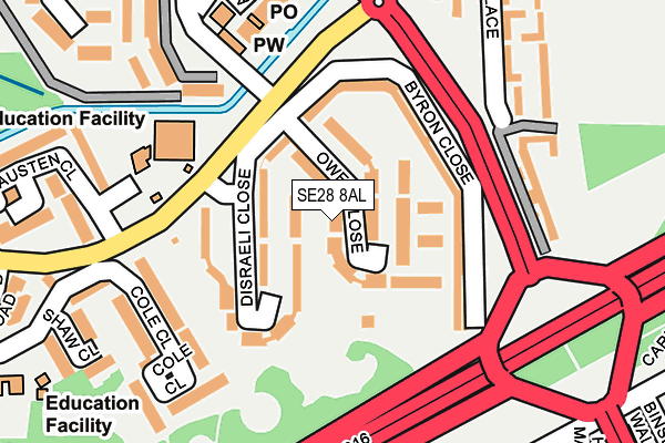 SE28 8AL map - OS OpenMap – Local (Ordnance Survey)