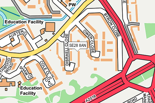SE28 8AN map - OS OpenMap – Local (Ordnance Survey)