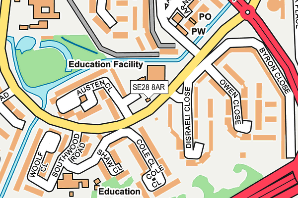 SE28 8AR map - OS OpenMap – Local (Ordnance Survey)