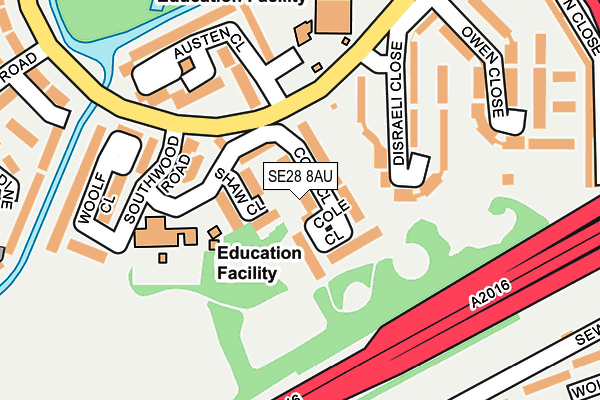 SE28 8AU map - OS OpenMap – Local (Ordnance Survey)