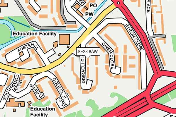 SE28 8AW map - OS OpenMap – Local (Ordnance Survey)