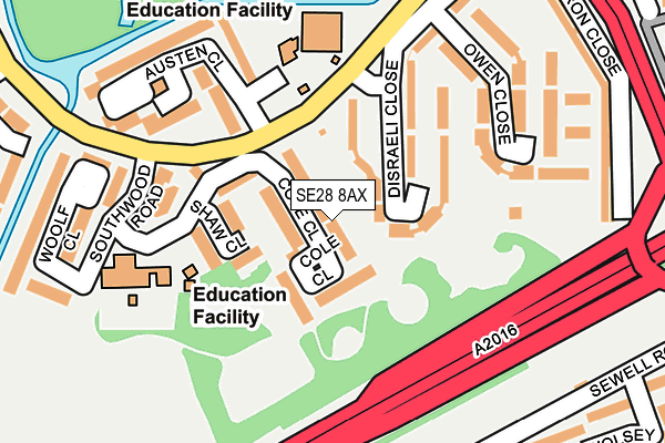 SE28 8AX map - OS OpenMap – Local (Ordnance Survey)