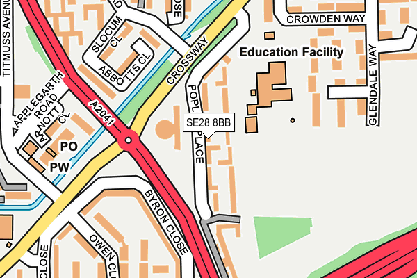 SE28 8BB map - OS OpenMap – Local (Ordnance Survey)