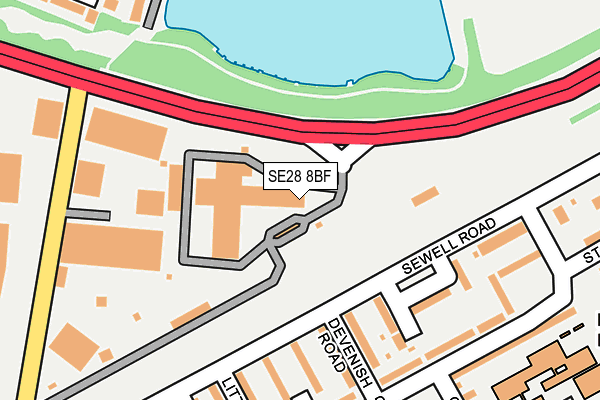 SE28 8BF map - OS OpenMap – Local (Ordnance Survey)