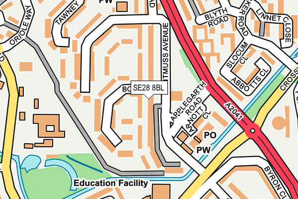SE28 8BL map - OS OpenMap – Local (Ordnance Survey)