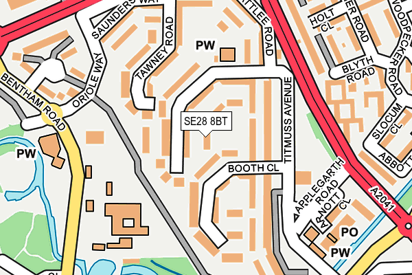 SE28 8BT map - OS OpenMap – Local (Ordnance Survey)