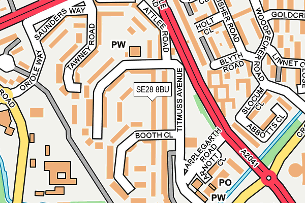 SE28 8BU map - OS OpenMap – Local (Ordnance Survey)