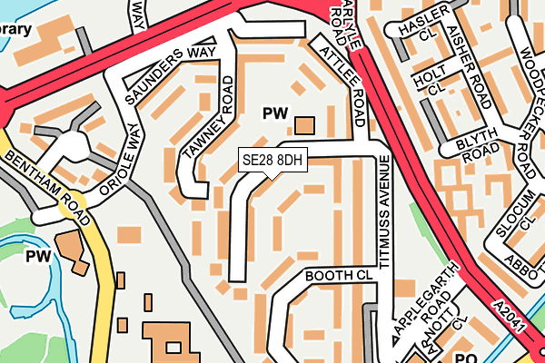 SE28 8DH map - OS OpenMap – Local (Ordnance Survey)