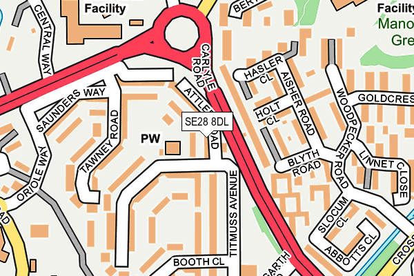 SE28 8DL map - OS OpenMap – Local (Ordnance Survey)