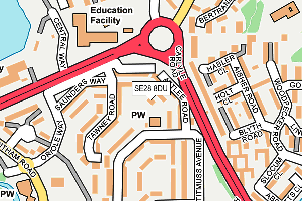 SE28 8DU map - OS OpenMap – Local (Ordnance Survey)