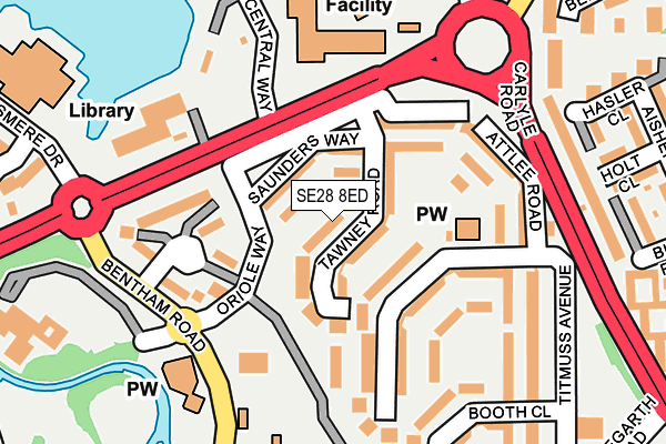 SE28 8ED map - OS OpenMap – Local (Ordnance Survey)