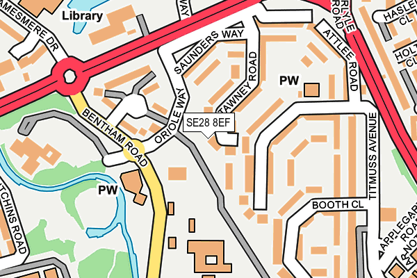 SE28 8EF map - OS OpenMap – Local (Ordnance Survey)