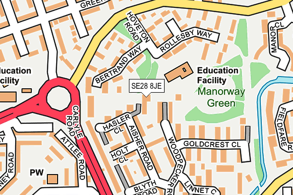 SE28 8JE map - OS OpenMap – Local (Ordnance Survey)