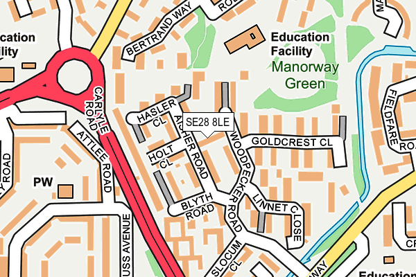 SE28 8LE map - OS OpenMap – Local (Ordnance Survey)