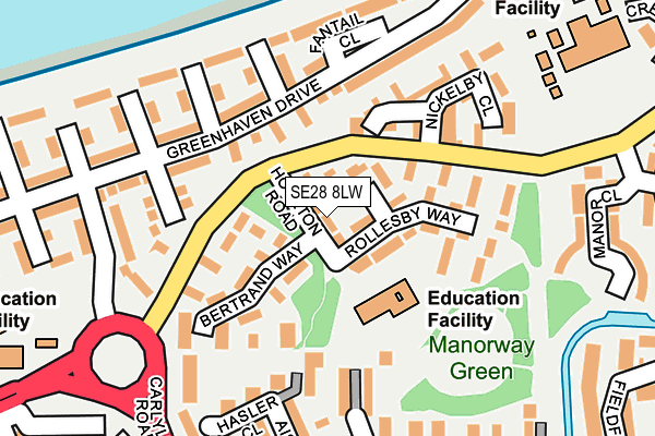 SE28 8LW map - OS OpenMap – Local (Ordnance Survey)