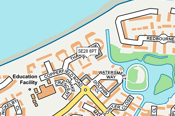 SE28 8PT map - OS OpenMap – Local (Ordnance Survey)