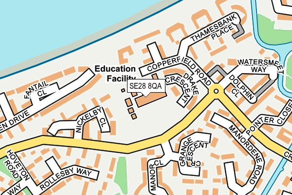 SE28 8QA map - OS OpenMap – Local (Ordnance Survey)