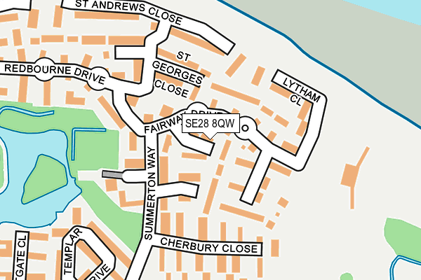 SE28 8QW map - OS OpenMap – Local (Ordnance Survey)