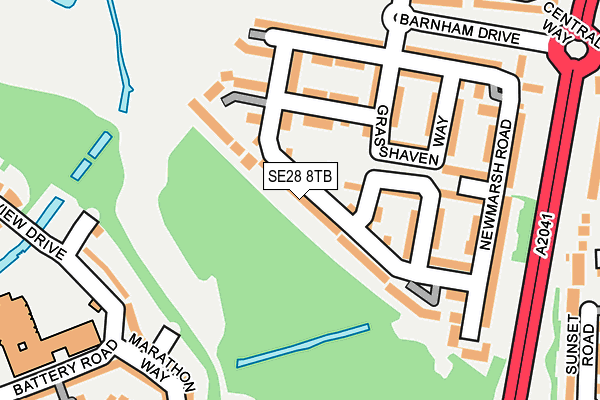 SE28 8TB map - OS OpenMap – Local (Ordnance Survey)